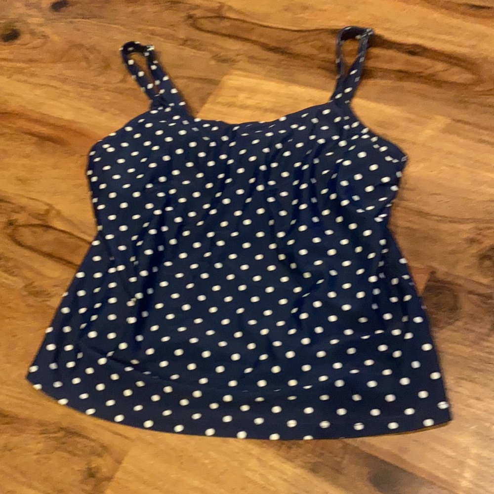 Basic Editions blue polka dot tankini top size 8